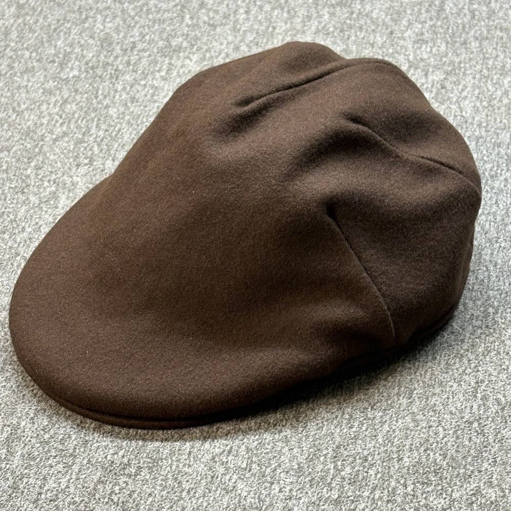 Vintage Broner Leather Wool Size L/XL Brown Newsboy Hat Made In USA